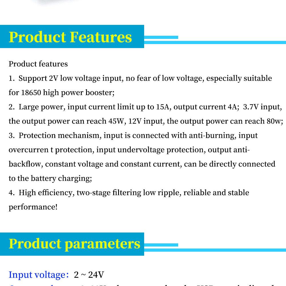 1/5/10Pcs DC DC Boost Converter 2-24V to 3-30V 4A 80W CC CV Regulated Power Supply Module 3.7V 6V 9V 12V USB
