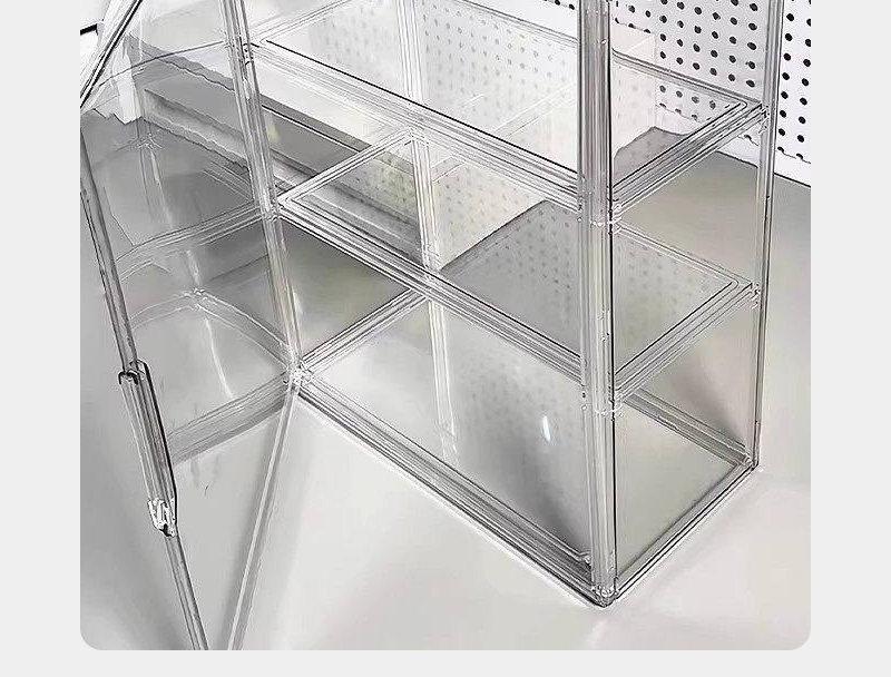 Clear Acrylic Multi-Layer Desktop Storage Display Case with Dustproof Protection for Figures and Badges