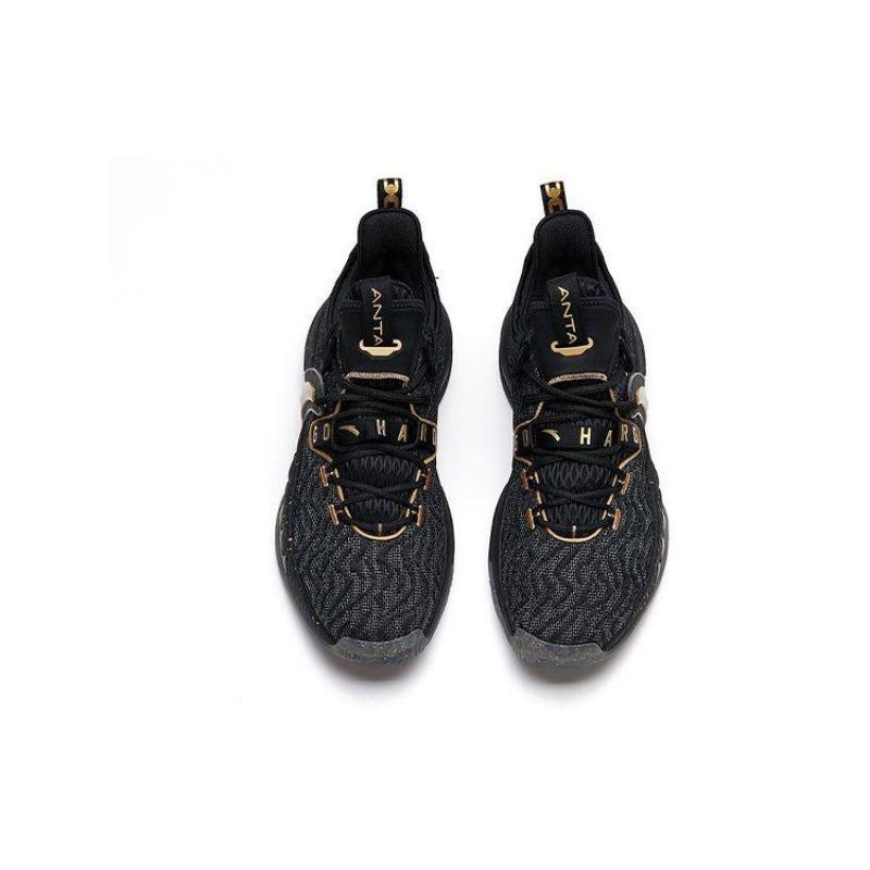 Anta GH2 Hayward Black Golden Shock Absorbing Non-Slip Durable Low-Top Basketball Shoes Men Sneakers 112131103-2