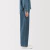 MUJI Women's Kapok Blend Denim Wide Tapered Pants, Light Blue, Size L (BE1V4A5S)