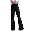 Women Jeans High Stretch Wide-Leg Pants Lace-up Button Zipper Fly