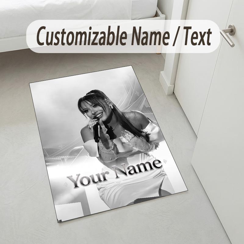 Personalized Crystal Velvet Carpet,Ayliva Custom Printed Name, Plush Area Rug For Home Indoor Decor