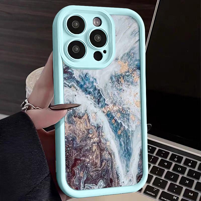 Für iPhone 16 15 Pro Max 14 Plus 13 12 Pro 11 XS XR 8 7 Hülle Marmor Wellenstreifen Stoßfeste Linsenschutz Weiche Telefonhülle
