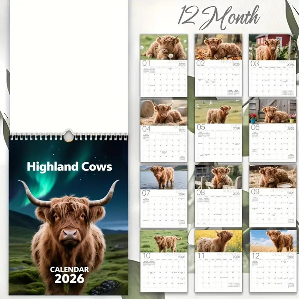 Farm Calendar 2026 12 Month Giftable Home Office Planner Family Planner Cattle Nature Calendar for Animal Lovers Adults Family