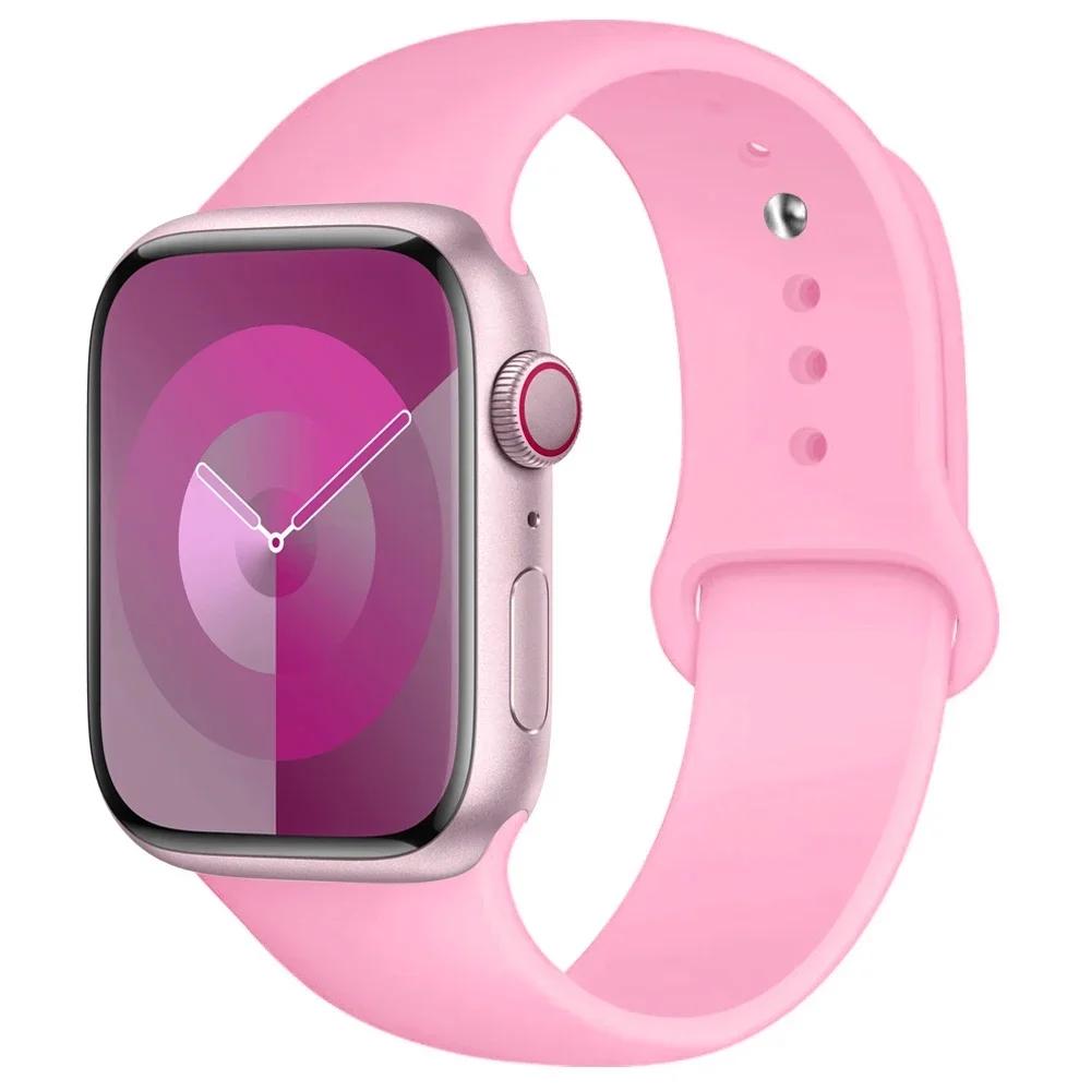 Silicone Strap For Apple Watch band 45mm 44mm 41mm 42mm 40mm 49mm 38mm correa bracelet iWatch series 9 8 5 4 3 8 6 SE 7 Ultra 2