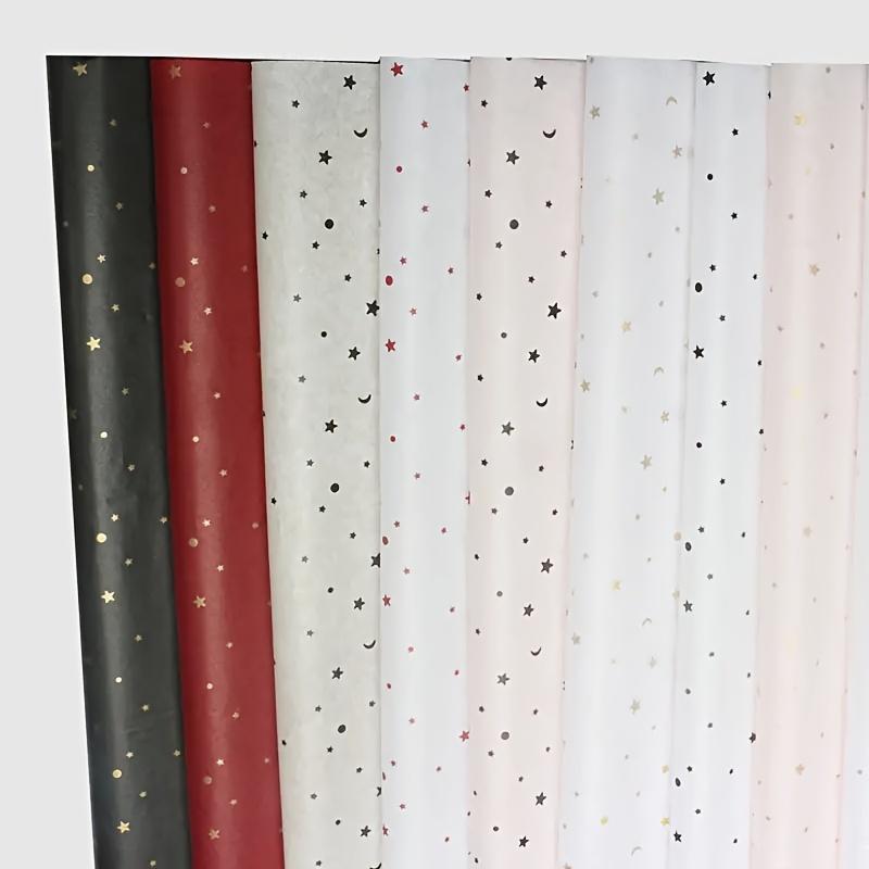 20Pcs Bronzing Star Moon Metal Texture Lined Flower Bouquet Wrapping Paper Craft Tissue Paper Florist Gift  Birthdays Gift Wrap Weddings Decor