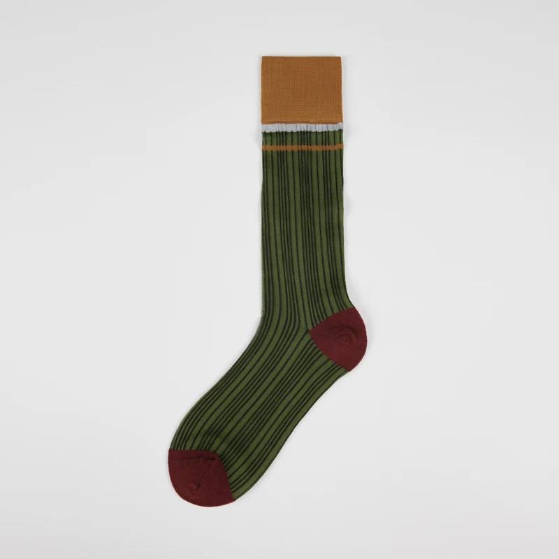 New Spring/Summer Women'S Mid Length Socks Vintage Thin Silk Socks Vertical Stripe Mid Leg Socks Sun Protection Long Stockings