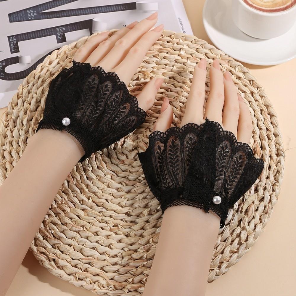 

Costume Accessory Fake Sleeves Cuffs Lace Ruffled Wrist Wrist Cuff Fake Cuff Stage Performance чёрный