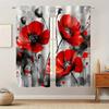 2 Pcs Dark red flowers print curtains,suitable for bedroom,living room kitchen decoration,home decoration,window decoration