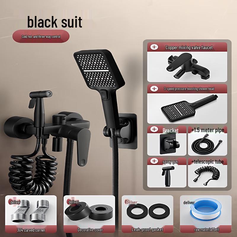 German Style Wall-Mounted Brass Split Shower Faucet Set