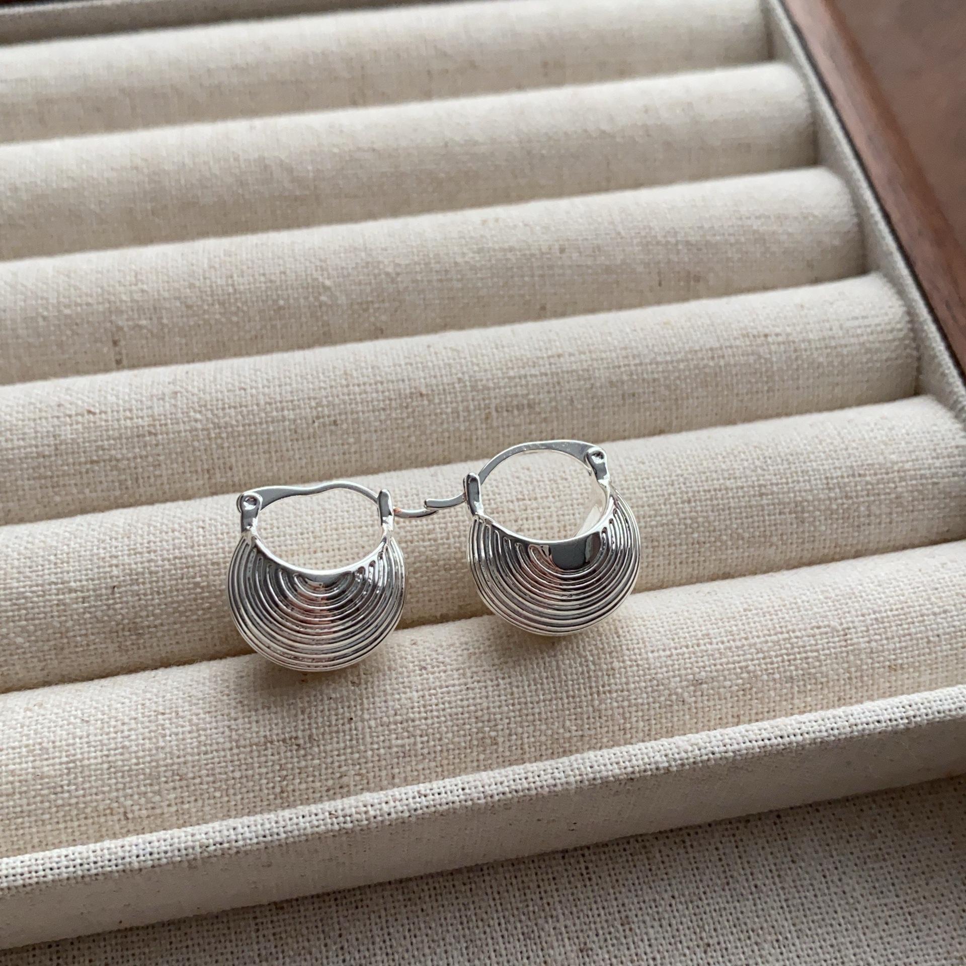 Серебряная Премиум Простая Стерео Серьга-Зажим для Уха Металлические Полированные Серьги Уникальные Серьги