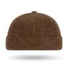 Fashion Adjustable Corduroy Brimless Cap Streetwear Retro Beanie Docker Caps Dome Hat Solid Color Hip Hop Hats Men Women