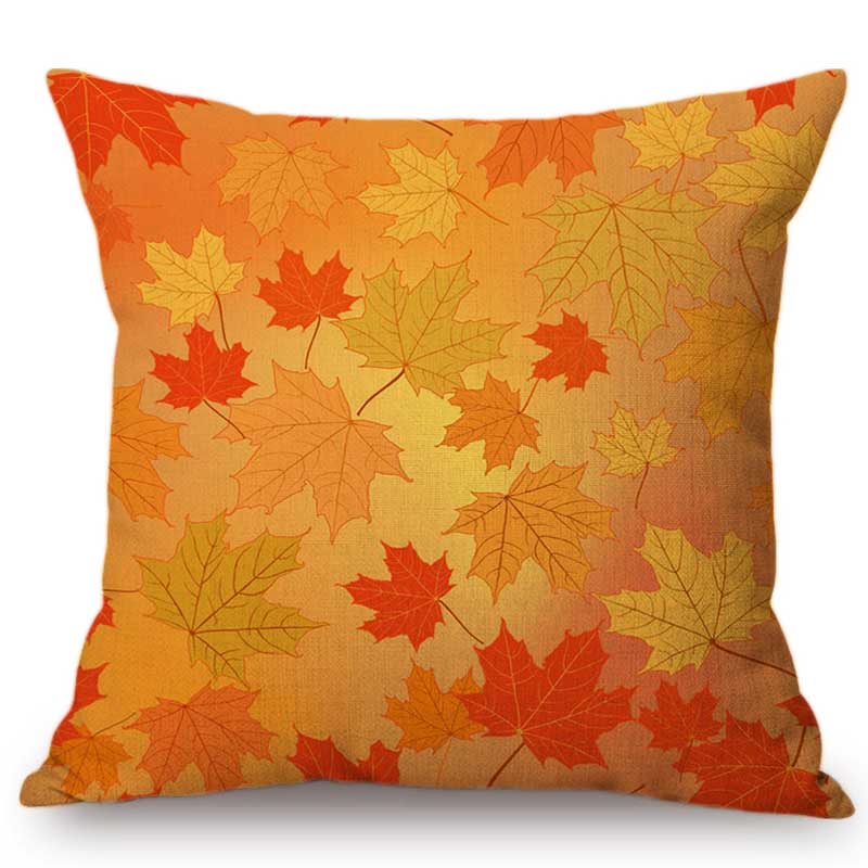 Nordic Autumn Fall Maple Leaf Hand Painting Cushion Cover Home Decoration Scenic Gold Leaves Orange Sofa Pillow Case 45X45Cm