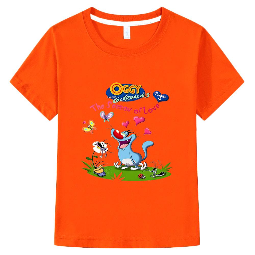 Children's T-Shirt Oggy and The Cockroaches 100% Cotton Cartoon Print Retro Tee Cute Kids Casual O-Neck Short Sleeve Summer Wear