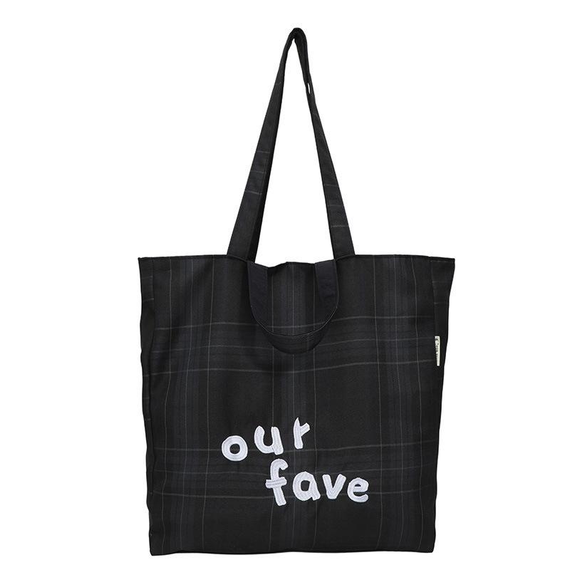 Сумка большой емкости - стильная клетчатая сумка через плечо - легкая сумка-тоут для женщин на каждый день чёрный