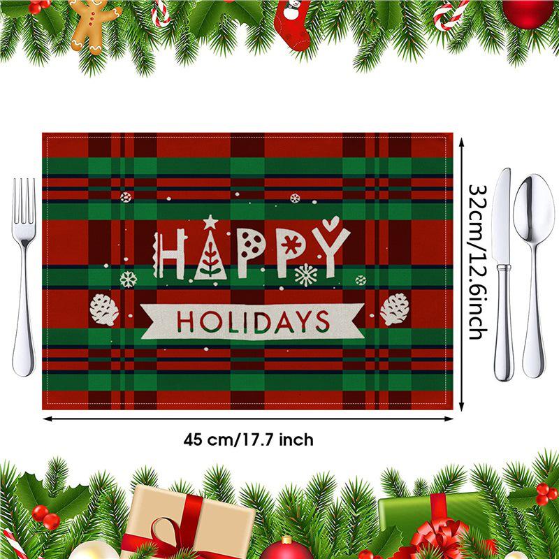 Christmas Cotton Linen Placemats - Heat Insulation Mats for Dining Table