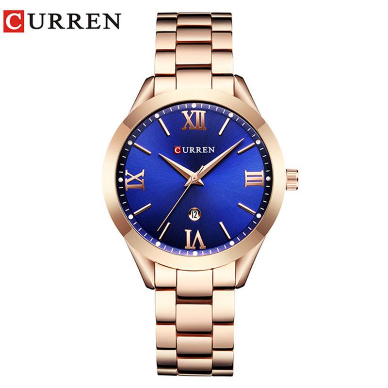 Curren 9007 Women's Waterproof Steel Band Quartz Watch with Calendar