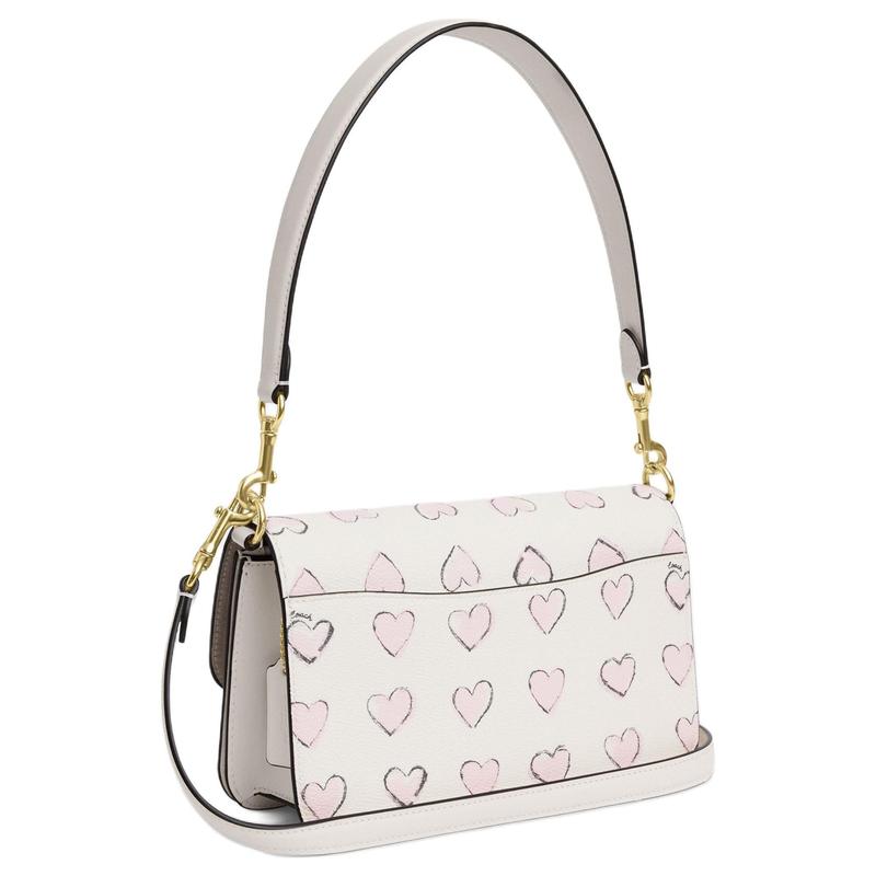 Coach [Qixi Festival Limited] Brynn 23 Love Print Metal Logo Cowhide Armpit Bag Crossbody Shoulder Bag Medium Women’s Chalk White