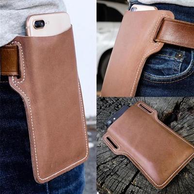 Men's Leather Phone Waist Bag - Portable and Practical for Outdoor Sports