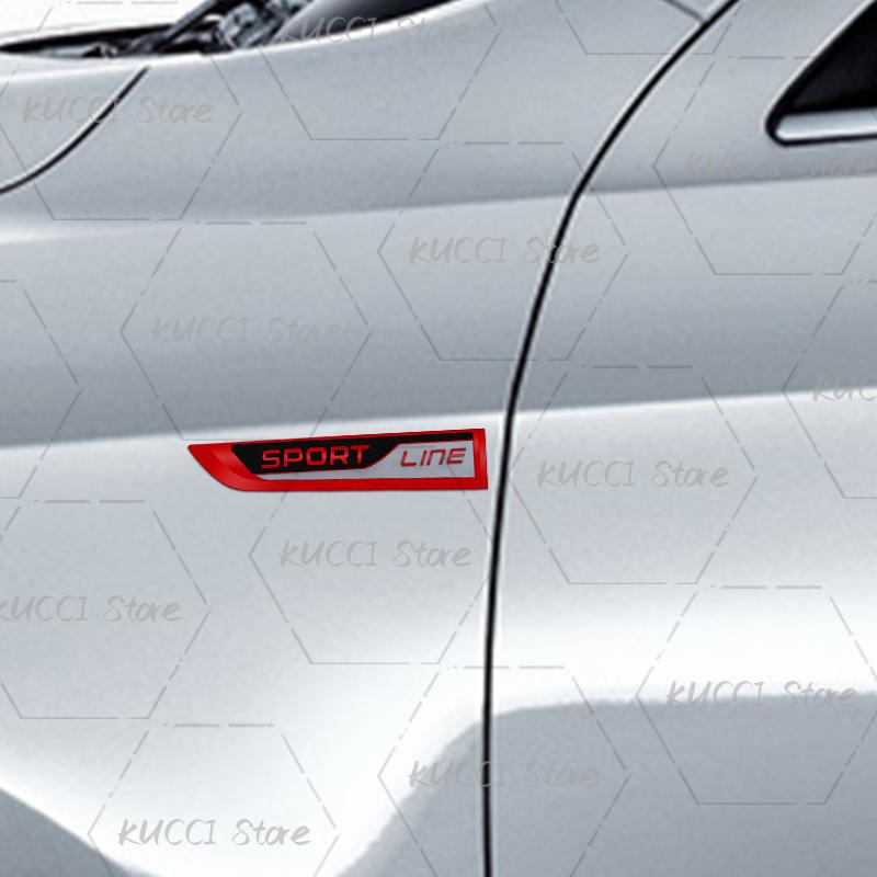 ICPG4 3D Auto Sticker Sportlijn Logo Metalen Embleem Badge Decals Voor Skoda Fabia Octavia Rapid Citigo Roomster Kodiaq Karoq Superb Scala