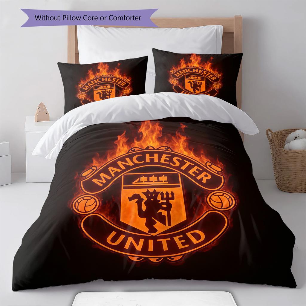 Man Utd Sängkläder Täcke Set Örngott Kuddfodral Heminredning Födelsedagspresent (1 * påslakan + 2 * örngott, utan kärna)