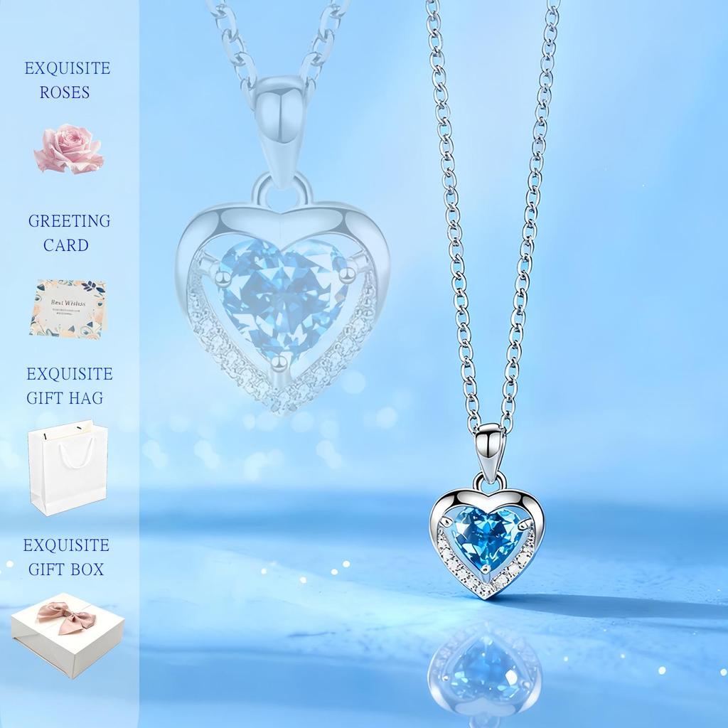 Ocean Eternal Heart Pendant Necklace for Women - Simple, Fashionable, Versatile Clavicle Jewelry