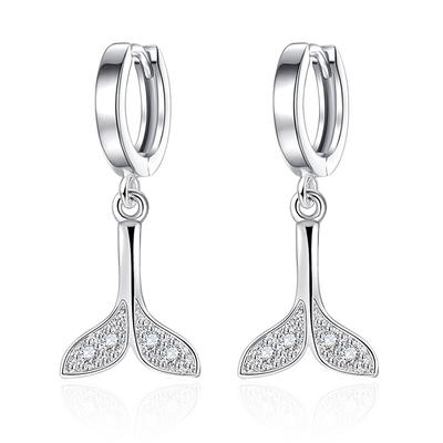 Mermaid Silver-plated Earrings, Earrings, Simple Dolphin Fishtail Earrings, Women's Ear Jewelry.