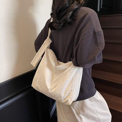 Bag Korean Lazy Style Underarm Bag Women's 2025 New Plaid Tote Bag Simple and Large-capacity One-shoulder Crossbody Bag