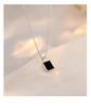 Collier Carré Noir en Argent Sterling: Chaîne clavicule design niche élégant, style froid 2022.