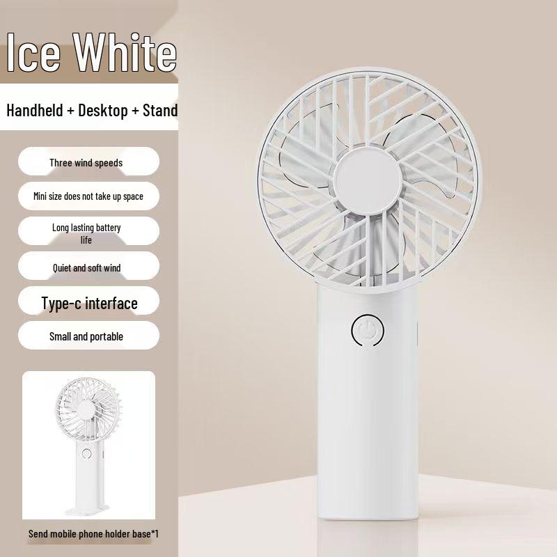 USB Rechargeable Handheld Portable Fan with Phone Holder