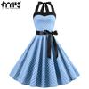 Women's Fashion Summer Spring Polka Dot Print Sleeveless Hanging Neck High Waist Casual Dresses