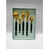 Cesa Beams Stylish Cutlery Set, Gold Spoon, Fork, Knife, Coffee Spoon, Cake Fork, 5-piece Set (set of 2), Gift Box Included. Stainless Steel, Perfect