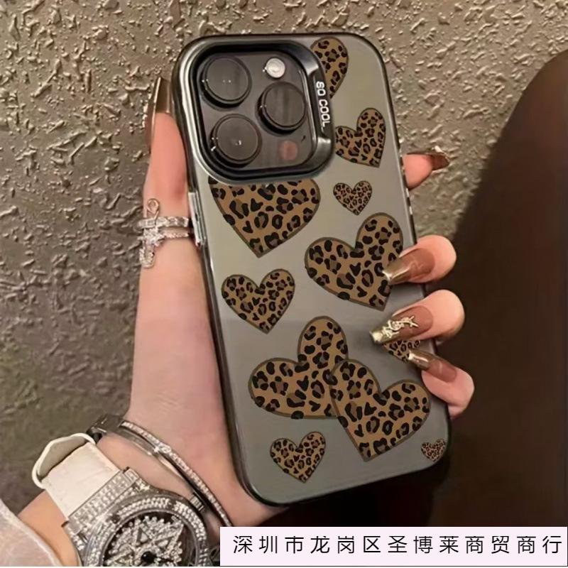 Love Leopard Print Is Suitable for Apple 15Promax Mobile Phone Case iPhone16Pro New 14 Cute 13Pro Premium.