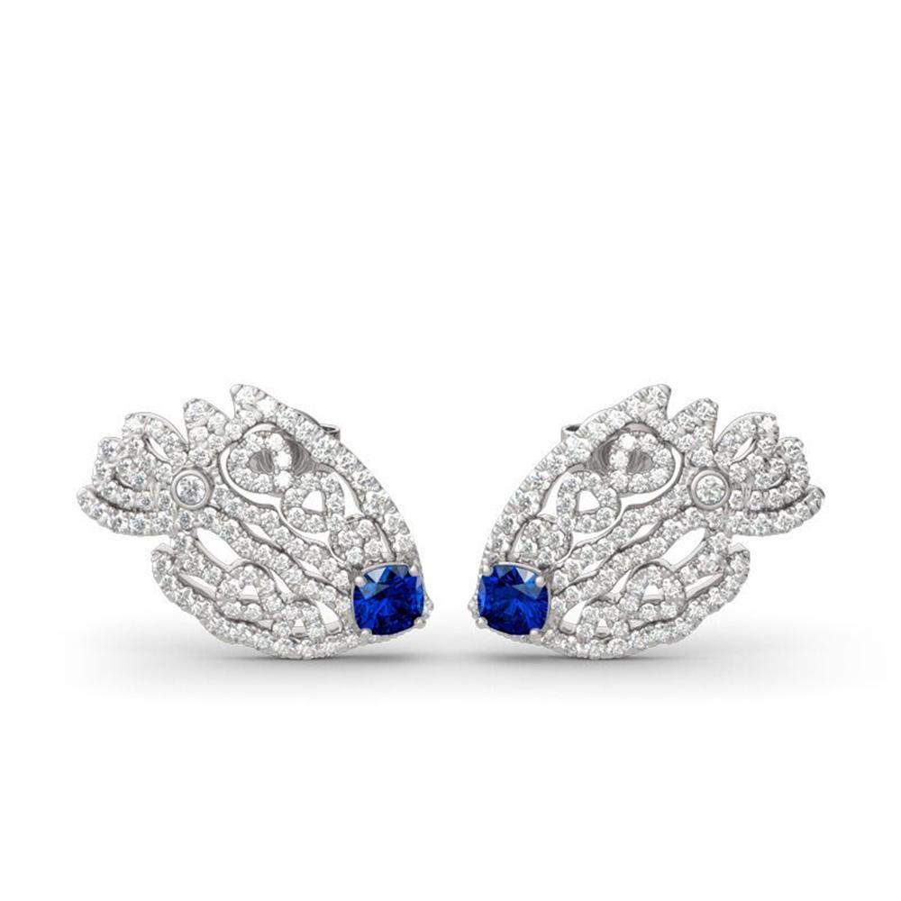 Blue Crystal White Zircon Hollow Small Fish Stud Earrings For Women Vintage Silver Color Wedding Earring Valentine Jewelry Gifts