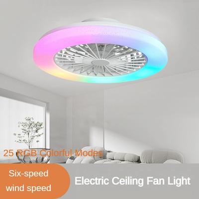 Household RGB Ceiling Fan Light Bluetooth Variable Frequency Bedroom Fan Lamp Modern Minimalism Ceiling Fan With Light 50CM