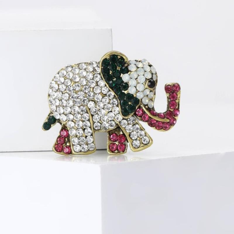 Fashion Luxury Rhinestone Animal Elephant Brooches Pin Women Clothing Coat Jewelry Accessries