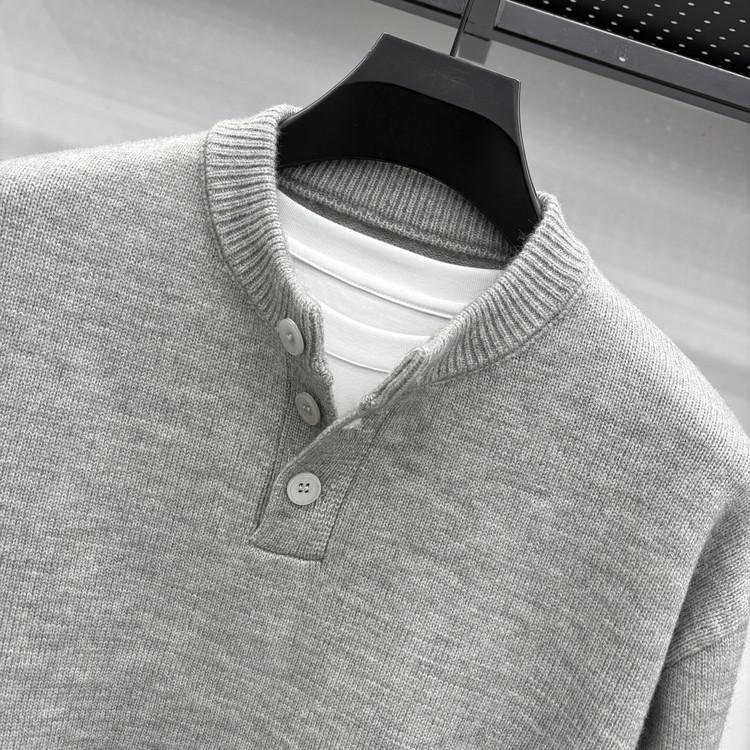 Men's High Gram Weight Solid Color Crew Neck Knit Sweater - New 2025 Casual Fashion