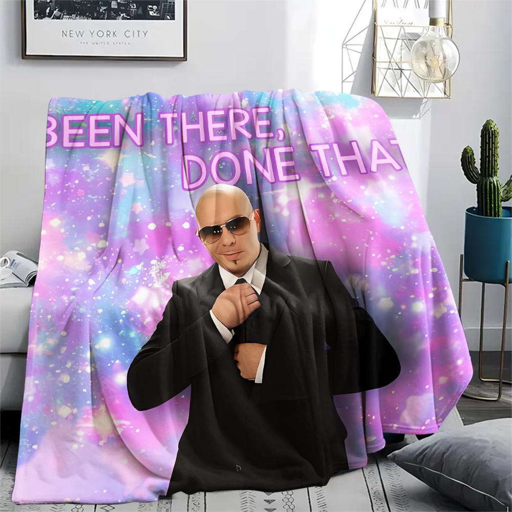 1Pc Mr. Worldwide Print Flannel Blanket, High Quality Comfortable for All Seasons, Home Decor, Warmth and Comfort, Perfect for Christmas Gifts