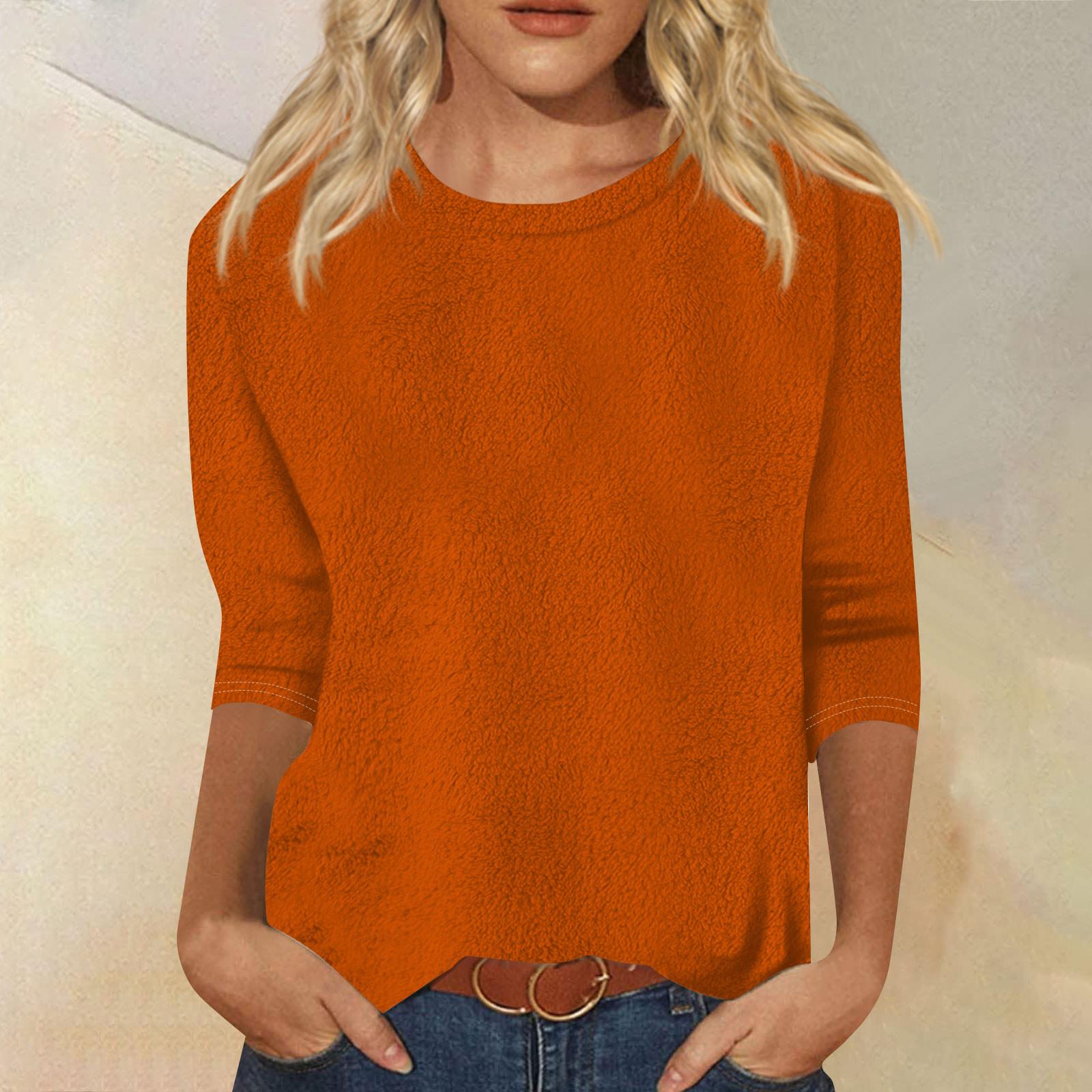 

Женский модный повседневный однотонный топ с круглым вырезом и рукавом семь четвертей XXXXXL шафрановый