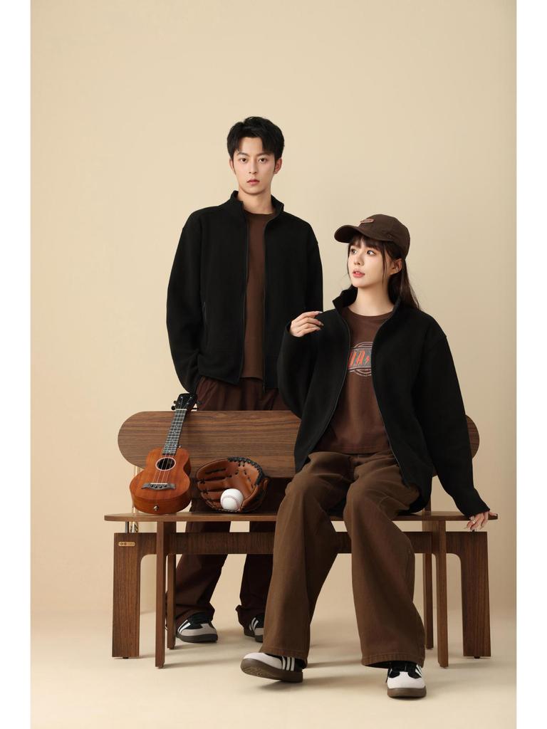 Autumn/Winter Fleece Stand-Up Collar Sweatshirt with Custom Logo & Embroidery