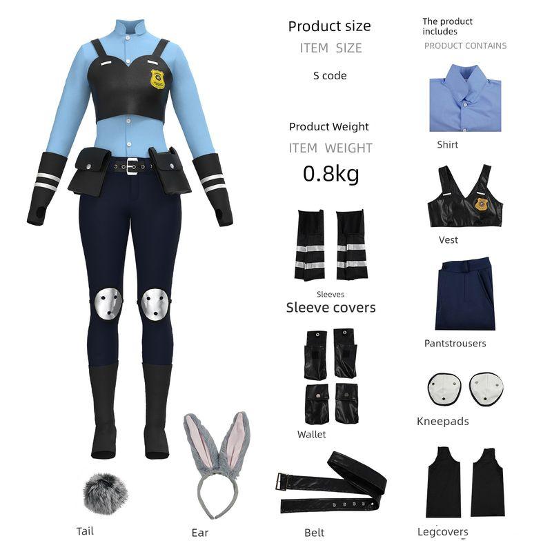 Halloween Costume Zootopia Rabbit Police Officer Judy Judy Cosplay Costume Anime Performance Costume