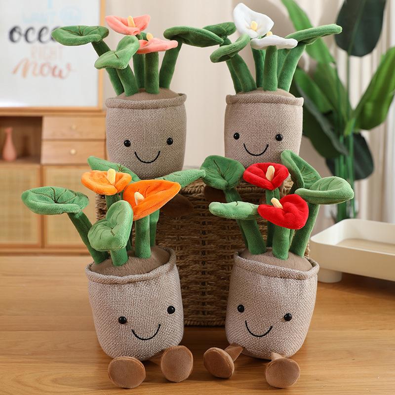 Artificial Potted Green Plants Plush Toys Backpack Key Pendant Super Soft Dolls Comfort Pillow Cartoon Girls Boys Birthday Gift