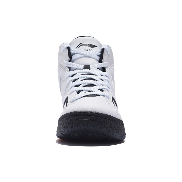 Li Ning Leather Basketball Culture Wear-Resistant Breathable High-Top Retro Basketball Shoes Women Sneakers White Red ABCS066-3