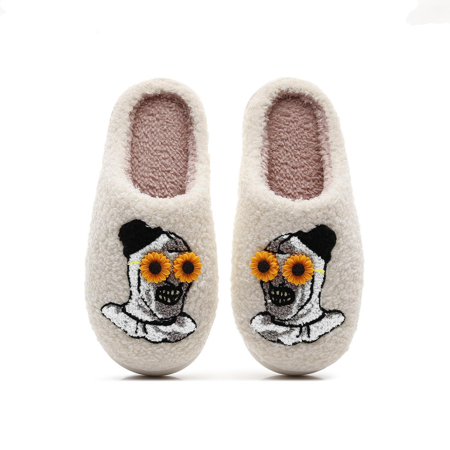 

Модные Хэллоуин Ужасы Атлантида Клоун Вышитые Плюшевые Домашние Толстоподошвенные Удобные Меховые Тапочки, Темный Панк Стильные Подарки 44-45