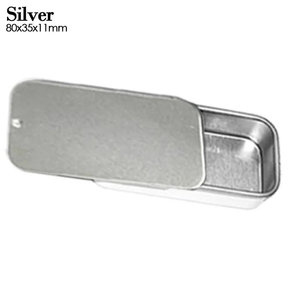 1Pcs Push Tin Plate Mini Metal Storage Box Travel Small Finishing Box Dust-proof Rectangular Candy Packaging Iron Box Pill Cases