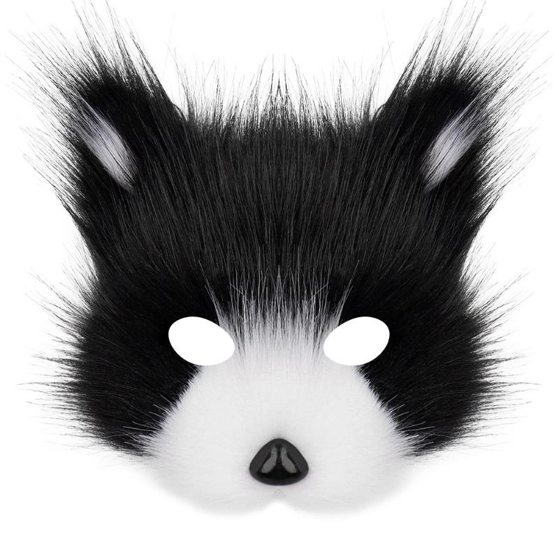 Halloween set, simulated fox mask gloves, plush fox tail handmade beast tail cos prop accessories