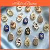 Plated Vintage Enamel Gold Pendants Hand Painted Floral Bird Charms For Diy Necklace Holiday Craft Projects