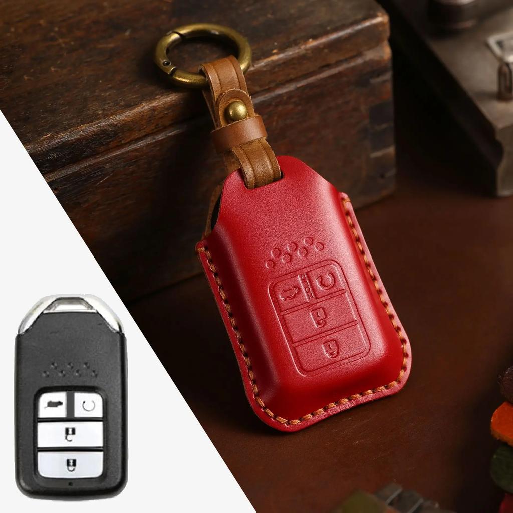 Leather Car Key Case Cover Fob Protector for Honda City Turbo Crider XRV 10th Civic Accord Keychain Holder Keyring Accessories