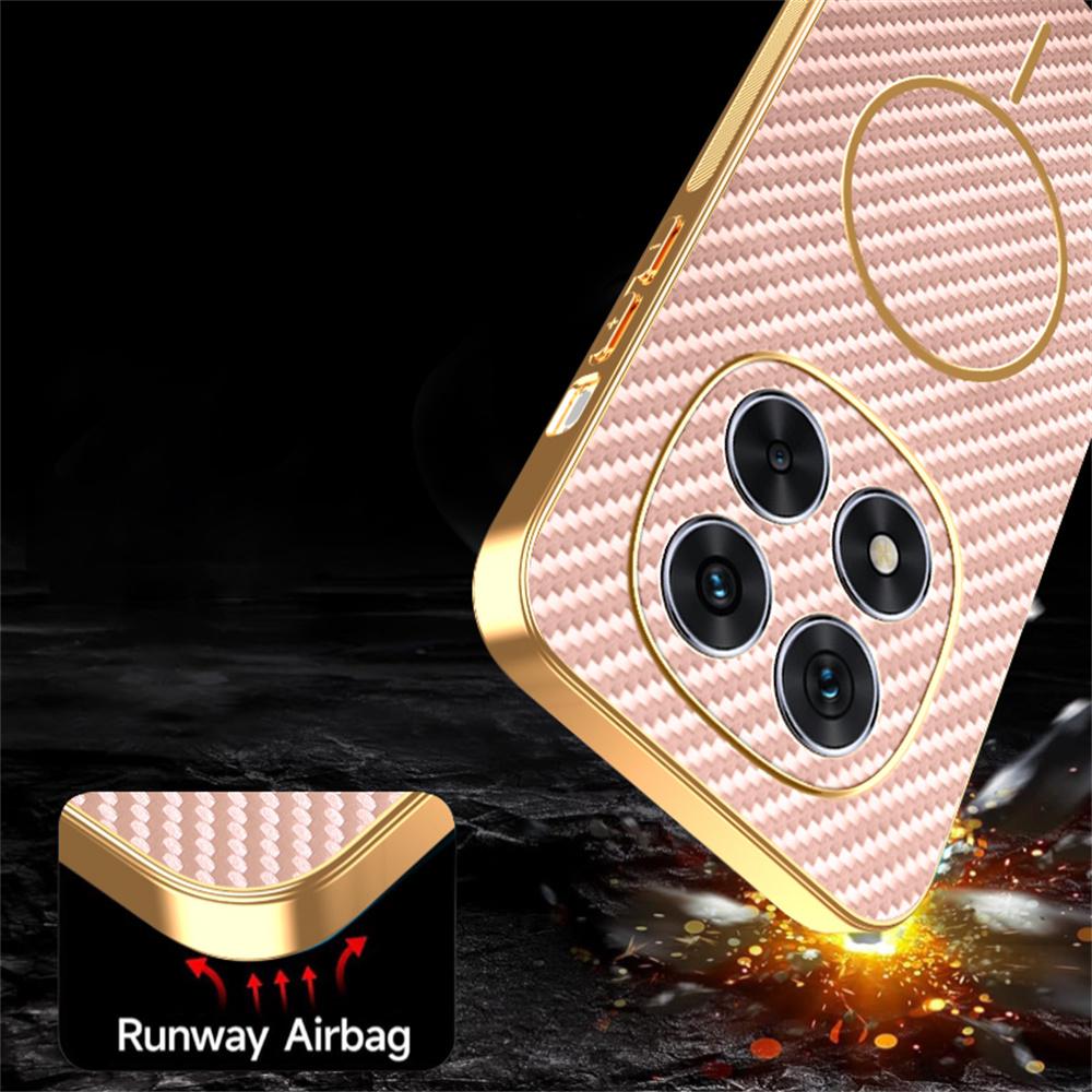 For Xiaomi Redmi Note 14 Pro 5G/Poco X7 5G Phone Case Carbon Fiber Textured Electroplated TPU Back Cover