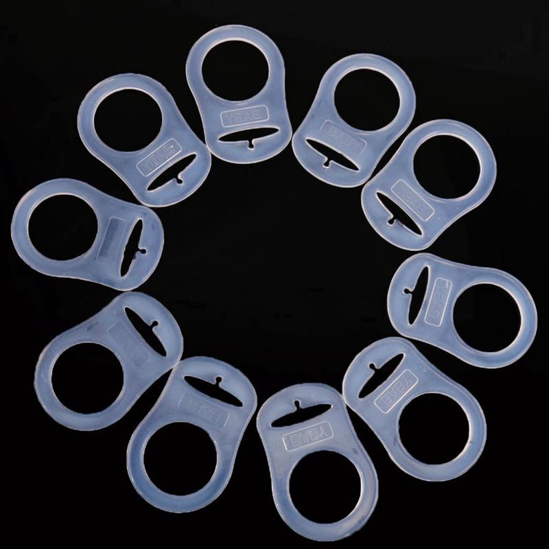 60 Pcs Button Silicone Ring Mam Pacifier Holder Mannequin Clip Adapter Transparent